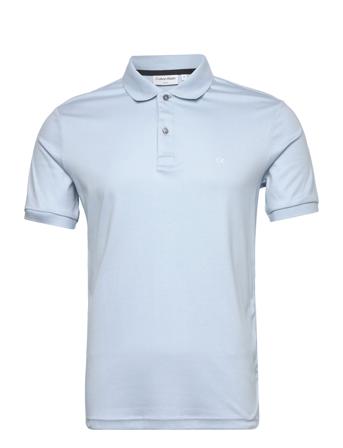 Smooth Cotton Slim Polo Polos Short-sleeved Blå Calvin Klein