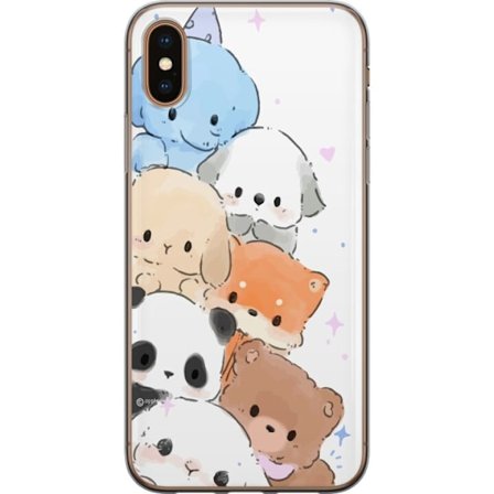 Yhteensopiva Puhelinkuori Apple iPhone X Söpöjen eläinten pino, jossa on söpöjä hahmoja pastelliväreissä pehmeästi luonnostellussa tyylissä ja lumoava