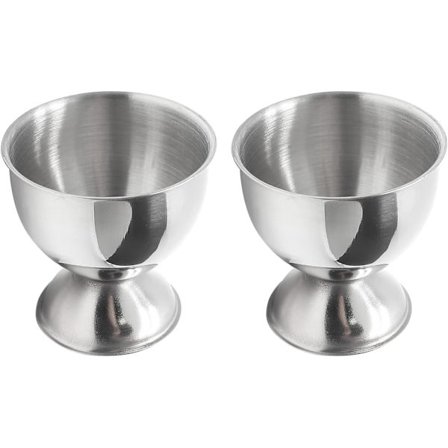 2 stk. Sølv æggebægre i rustfrit stål, blødkogte og ha