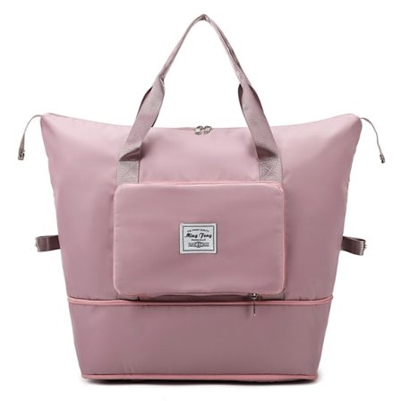 Sammenleggbar Reisesportsbag, Stor Kapasitet Sammenleggbar Sportsgym Bag, Lett Vanntett Bag Håndveske Håndbagasje rosa