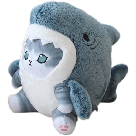 Shark Cat Plysjleketøy, 22 cm Søt Frityrstekt Reke Shark Kitty Plysj Kosedyr Dukke, Kawaii Shark Cat Plysj Putelketøy Bursdag