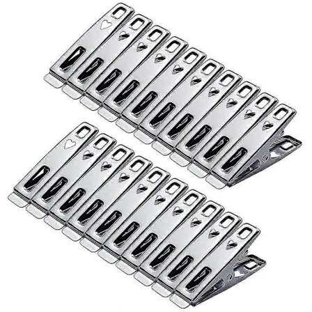 80-pak rustfri stål tøjklemmer metal tøjklemmer med tætningsring