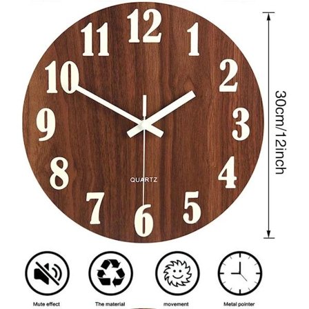 【PP】30cm/12 tum Lysande Väggklocka Trädesign med Nattfunktion