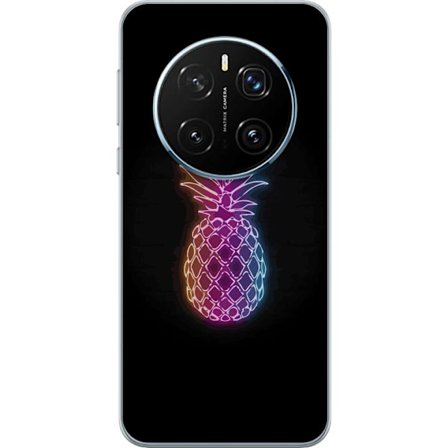 Kompatibelt Mobildeksel til Honor Honor Magic7 Pro Neonlysillustrasjon av ananas i fargerikt lys mot svart bakgrunn