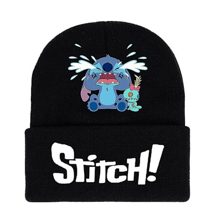 Unisex Lilo Stitch seriefigur tryckt stickad mössa Vinter varm mössa present