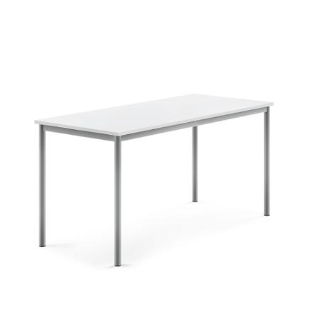 Tisch SONITUS, 1600x700x760 mm, Hochdrucklaminat weiß, alugrau