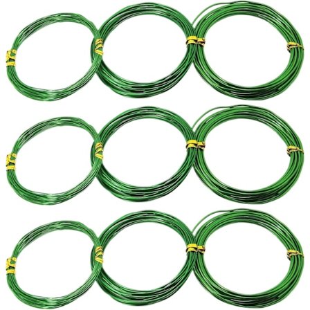 9 ruller Bonsai Wire DIY, aluminiumtråd 3-størrelser (1,0 mm, 1,5 mm, 2,0 mm), hver 16,4ft lang rustfri bonsai-værktøj udendørsliv