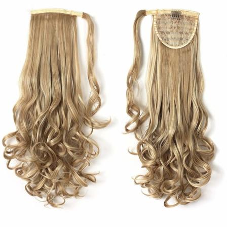 #16h613 Slingat Blond - Wrap-on Hästsvans Lockig Syntetiskt Lösh Slingat Blont