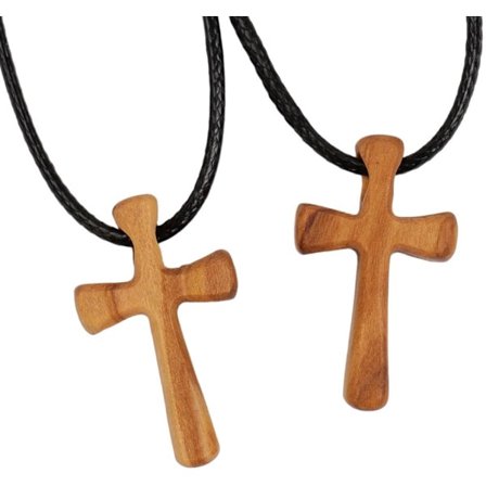 Halskæde med kors i oliventræ - enkel og personlig