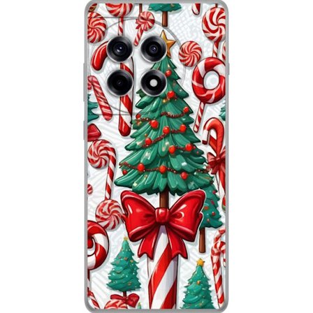 Kompatibel Mobilcover til OnePlus 12R Juletræ slikkager julgran ferie slik retro design kunst