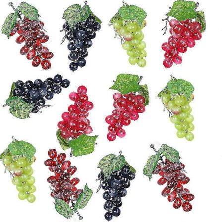 12 bundter kunstige druer, simulering, dekorative, naturtro drueklaser til bryllup, vin, køkken
