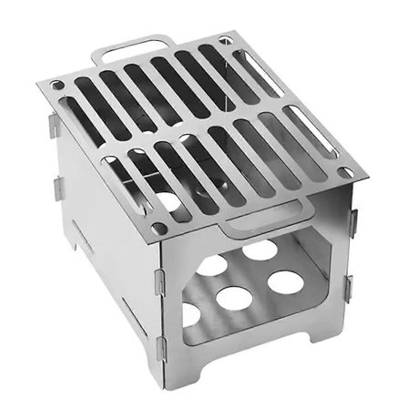 Hopfällbart lägereldsspis Rostfritt stål Kol Vedspis Avtagbar Multifunktionell för Utomhusbruk