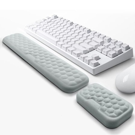 Håndboldstøtte til berøring og spil, håndledsstøtte, ergonomisk memory foam håndstøttesæt til skrivebord og spil (grå)