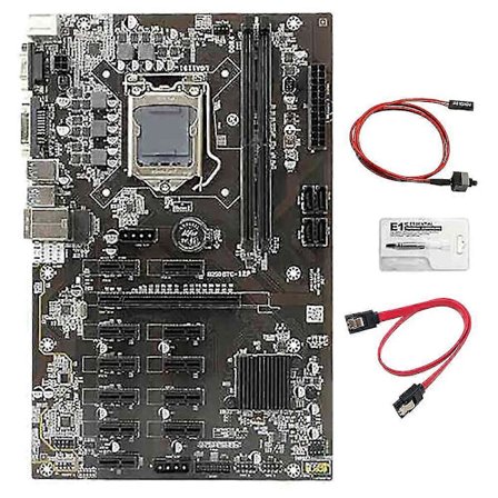 B250b Btc Mining Hovedkort Med Termisk Fett+bryterkabel+sata Kabel 12 Pci-e Spor Lga1151 Ddr