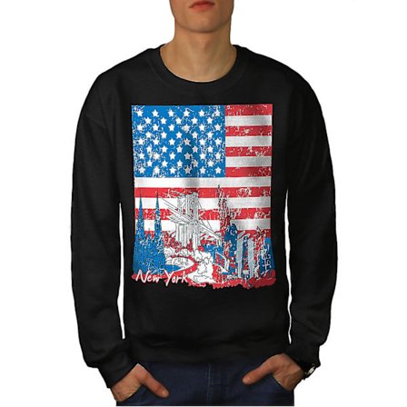 Flagga Amerika New York Usa Män Blacksweatshirt