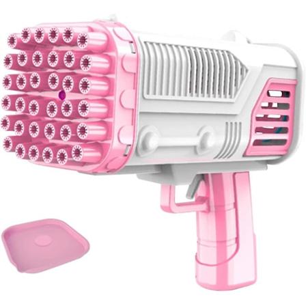 36 Hulls Boblepistol, Automatisk Bazooka Elektrisk Bobleblæser Blaster til Drenge og Piger, Pink
