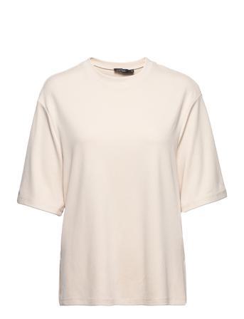 Slfilli Boxy Tee Ss T-shirt Top Beige Soaked In Luxury