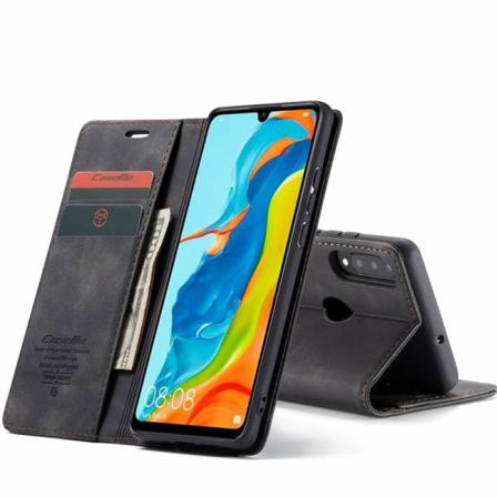 Huawei P30 Lite Elegant Flipfodral Caseme 3-fack Svart