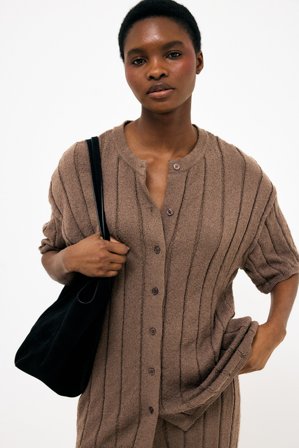 NA-KD kurzärmeliger Strick-Cardigan - Cardigans - Braun - XS