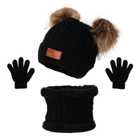 Baby Beanie Vinter Varm Toddler Plys Beanie med Hårbolde Croch