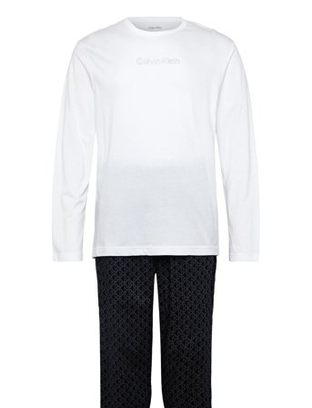 Calvin Klein Ls Tee Pant Set - White - L