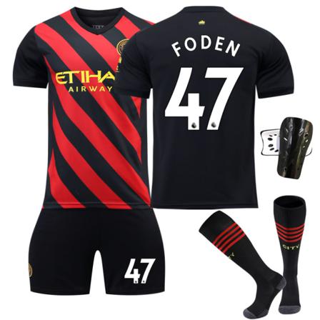 2022 Manchester City Borta Fotbollsdräkt - Röd Svart M
