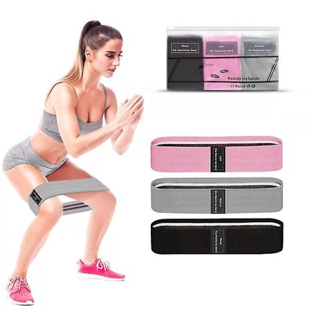 Motståndsband - Tygövningsband Set, 3 set motståndsnivåer, halkfria träningsband för fitness och booty