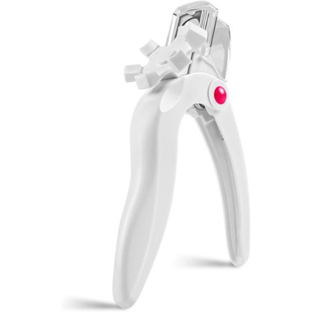 Hvite neglklipper for akrylnegler med størrelsesguide og oppsamler