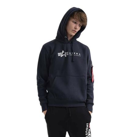 Alpha Industries Bluza Alpha Industries Label Hoody Foil Print 118331Fp 07 S Sort, Herre Hættetrøjer