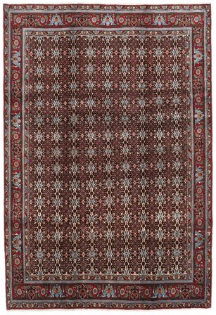 Noué À La Main Senneh Tapis 203X294 De Laine Marron/Rouge