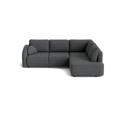 Trieste Eckschlafsofa, rechts | open end in Puente Grau/Blau, einfarbiges modernes Design mit Schlaffunktion, bequeme Polsterung, Höhe 86cm.