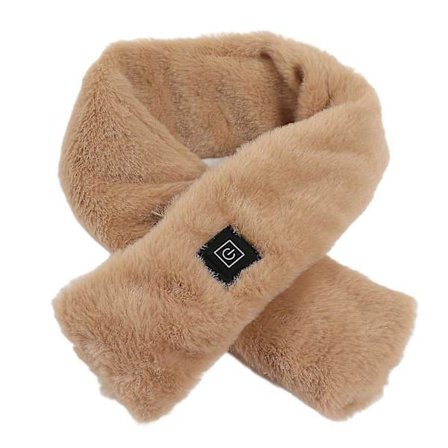 Elektrisk oppvarmet skjerf - Lys tan myk plysj vaskbar 3 varmenivåer - Vinter utendørsaktiviteter