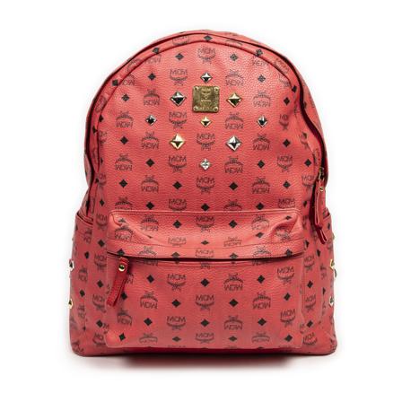 MCM Pre-owned Large Stark Studded Rugzak , Rood , Heren , Maat: ONE Size Vintage Tassen