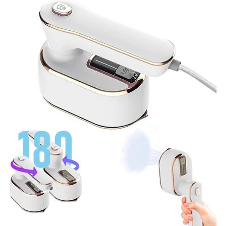 1 st Resestrykjärn, 1000W Vikbar Handhållen Mini Ångstrykjärn, 180 Roterande Handtag Strykjärn