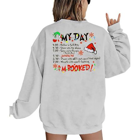 Glædelig Jul Sweater Kvinder Jul Langærmet Sweater Bluse Top Grå