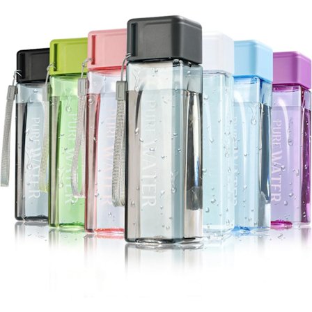 Sports Vandflaske 500ml, Bærbar Firkant Vandflaske, Sikker Lækagesikker Drikkeflaske til Sport, Vandreture, Fitnesscenter, Fitness, Udendørs, Cykling,