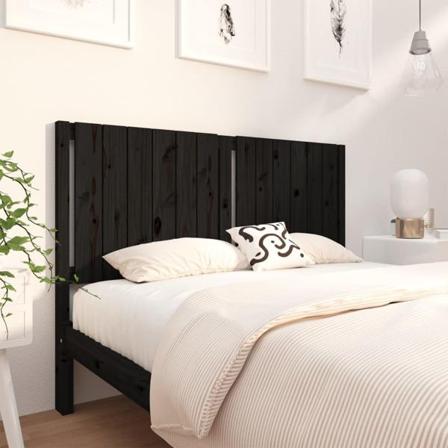 Vidaxl Sänggavel Svart 140,5x4x100 Cm Massiv Furu Svart