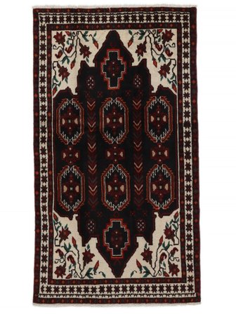 Hand Knotted Persian Baluch Rug 102X184 Black/Orange