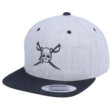 Kiddo Cap - Grey snapback Czapka Z Daszkiem - Kids Pirate Logo Heather Grey/Black Snapback @ Hatstore