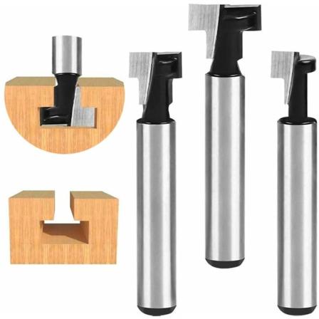 8mm T-ura-reititin terä, T-ura-reititin muoto reititin terät, 3 kpl (8/9,52/12,7 mm) leikkurin varsi terällä puuntyöstöleikkurit sähkötyökaluille 