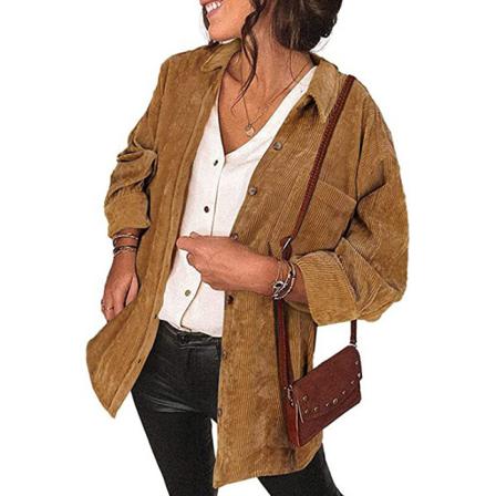 Damer Enfärgad Button Down Tunika Skjorta Långärmad Blus