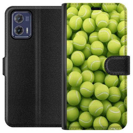 Kompatibel Tegnebogsetui til Motorola Motorola Moto G73 Mønster af grønne tennisbolde i høj detalje, sporty motiv med gentagende tekstur og stærke