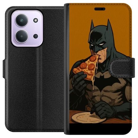 Kompatibelt Lommeboketui til Xiaomi Xiaomi Redmi 15C Batman spiser pizzaplakat DC Comics morsom tegneserie retro helt mat humor illustrasjon design ku