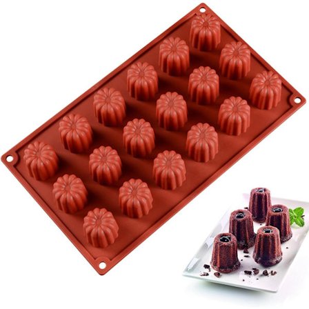18 X Silikone Mini Cannelé Form - Canele Bageform - Silikone Bageform - Diameter 3,5 mm - Non-stick - Caneleforme - Cannelé Muffin Forme