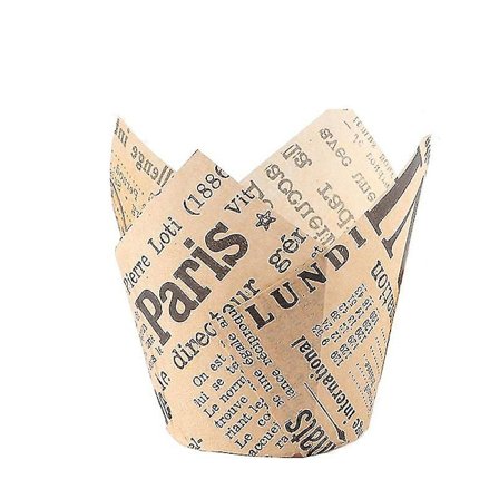 50 stk tulipan cupcake liner bakekopp muffinsformer kopper til bryllup, bursdager, baby showers ubleket avis