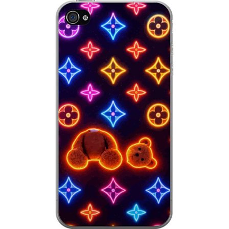 Yhteensopiva Puhelinkuori Apple Apple iPhone 4s Neonvärisellä ylellisellä kuviolla, jossa hehkuvia nalleja pop-taide-esteetiikassa