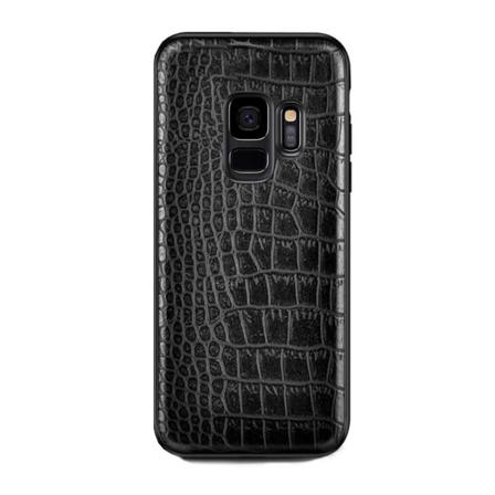Samsung Galaxy S9 Mobilskal Svart Läder Skinn Krokodil Skal Svart