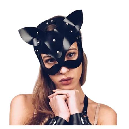 Svart Bondage Bunny Cat Mask Halloween Vuxen Dekoration