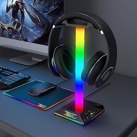 RGB Gaming Hodetelefonstativ USB-port Berøringskontroll Stripelys Skrivebord Gaming Headset Holder Henger Asl
