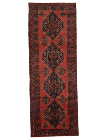 Beluch Matta Handknuten 135X385 Hallmatta Svart/Mörkröd Afghanistan